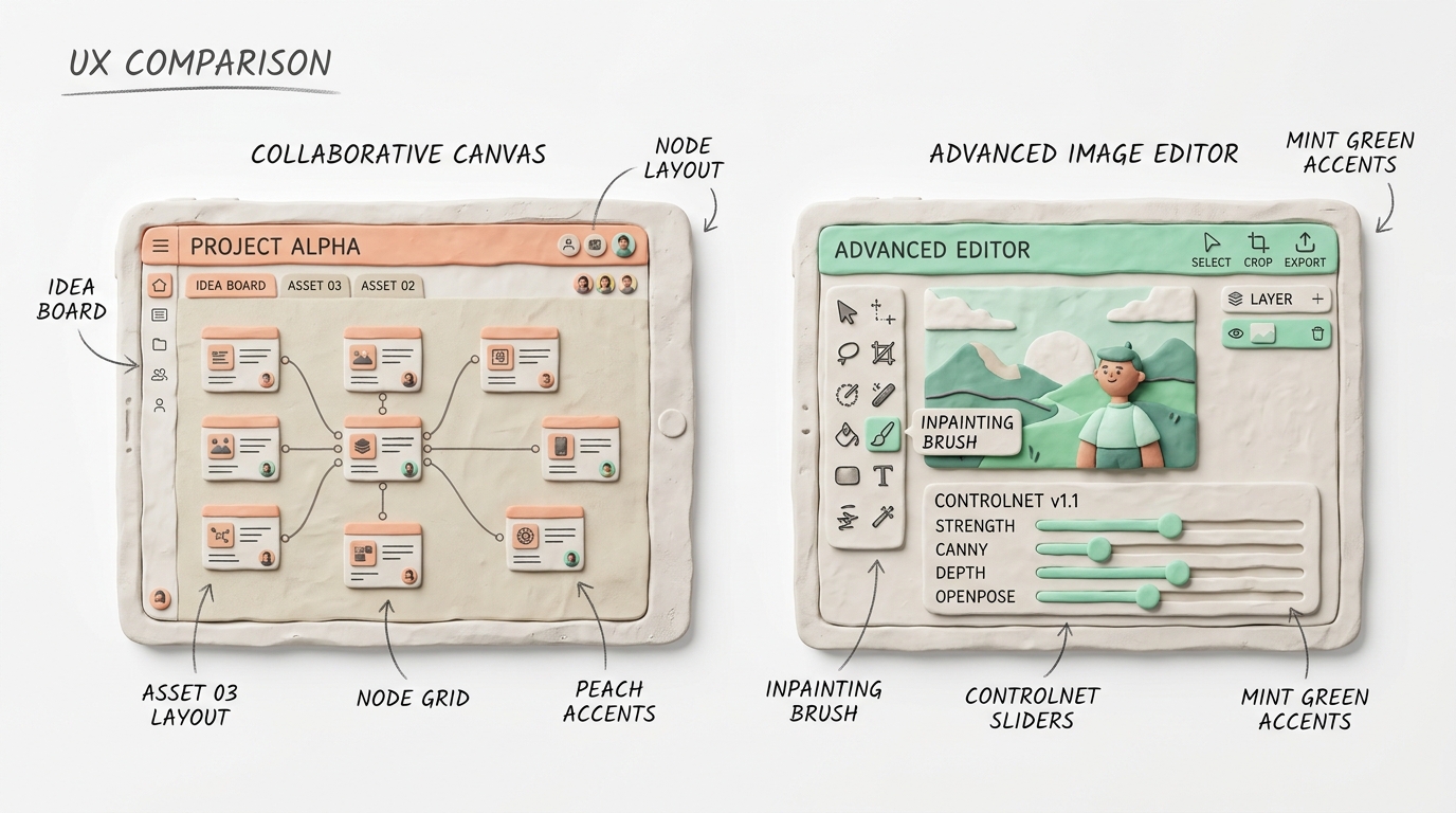 Freepik Spaces vs GetImg.ai Advanced Editor