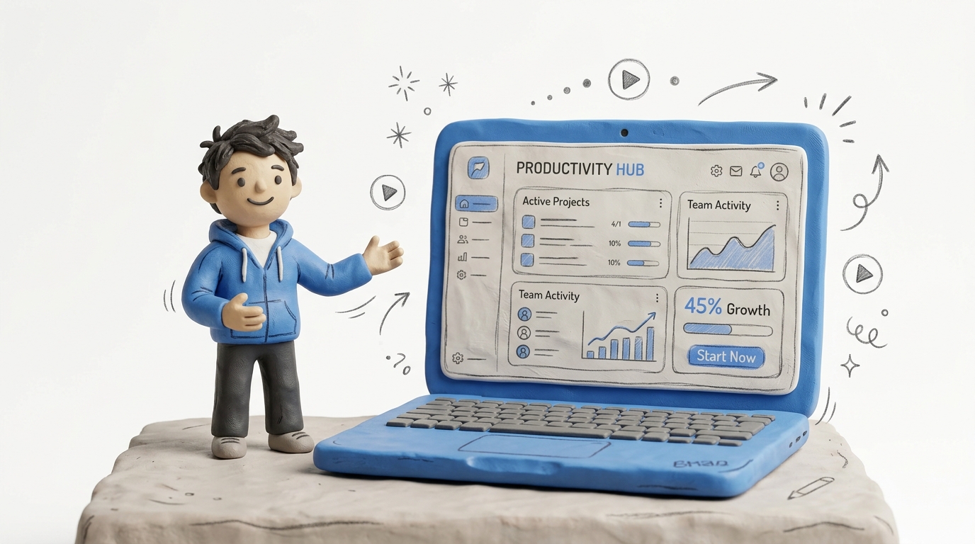 HeyGen avatar video generation workflow in clay-sketch style